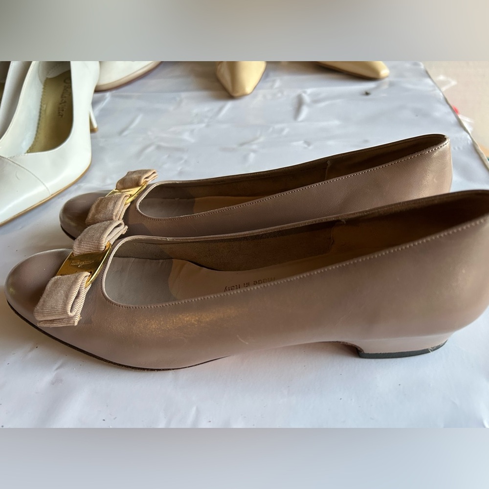 Salvatore Ferragamo Women's Taupe Leather Loafers - Picture 3 of 8